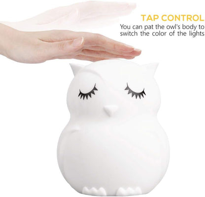 Remote Control Silicone Night Light for Kids - Owl Design with 9 Soft Colors & Sleep Timer - Rechargeable, Battery-Operated Lamp for Bedroom | Baby Nursery, Toddler, Girls, Boys